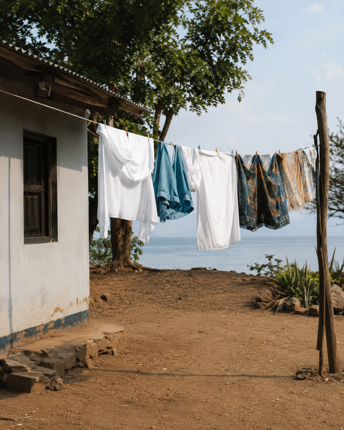Washing drying in the sun in a Blantyre neighbourhood, Malawi