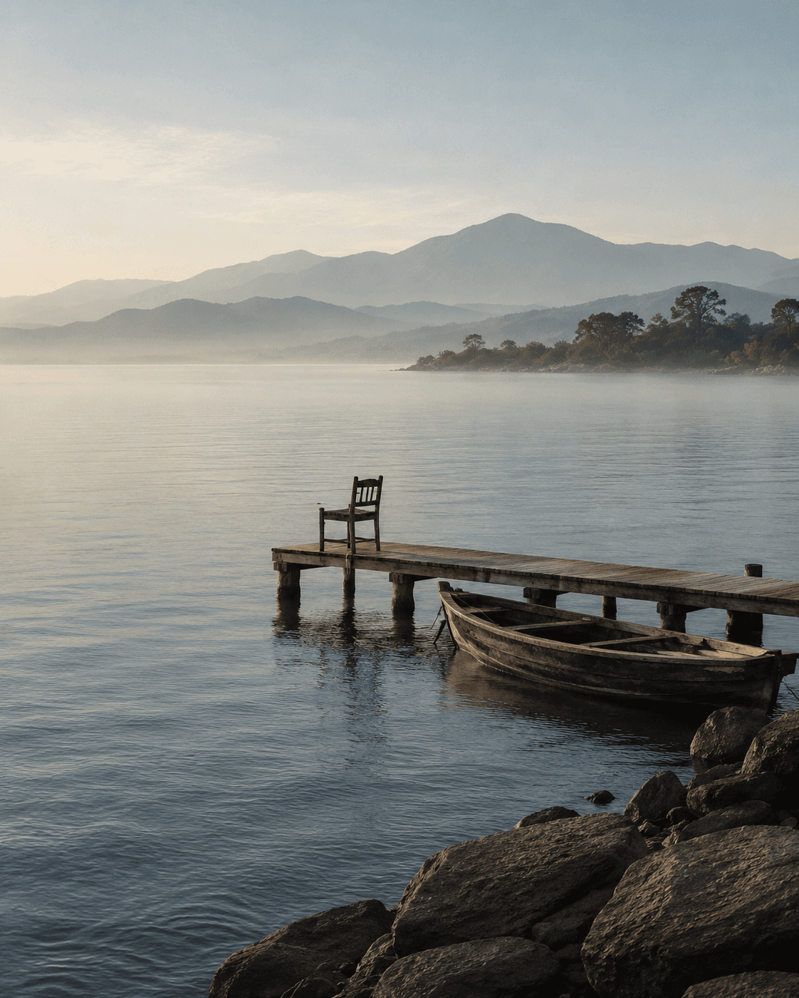 First light over the still water of Lake Malawi before the day begins
