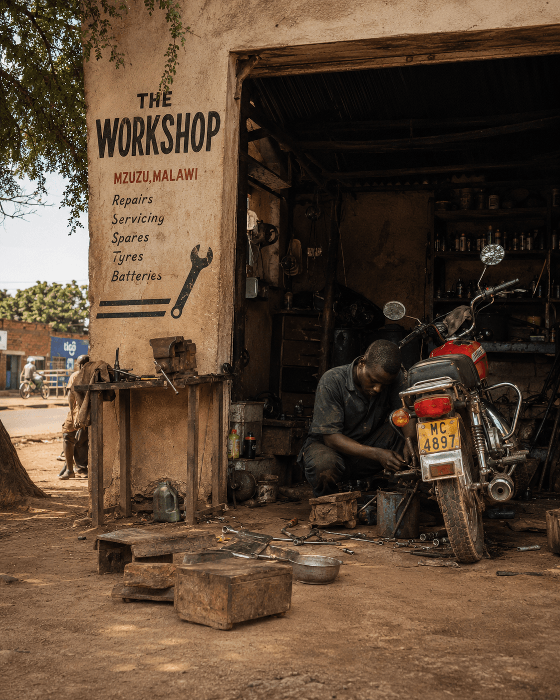 A roadside workshop in Blantyre where things are repaired rather than replaced